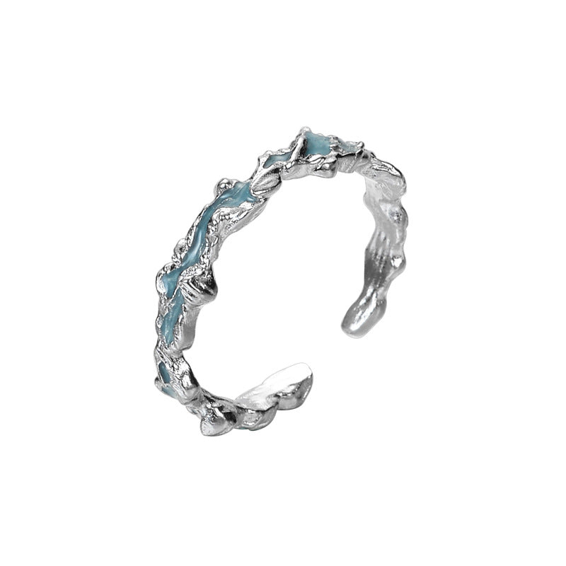 Bague époxy à texture givrée en argent sterling