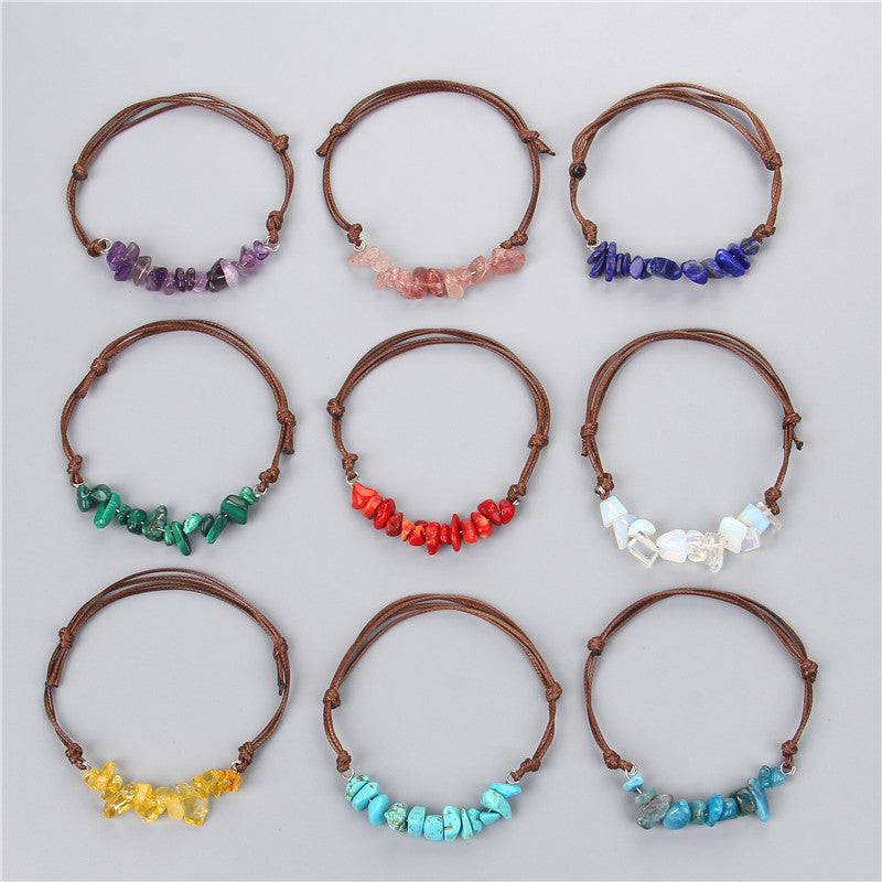 Bracelet tissé en corde de cuir pour femme