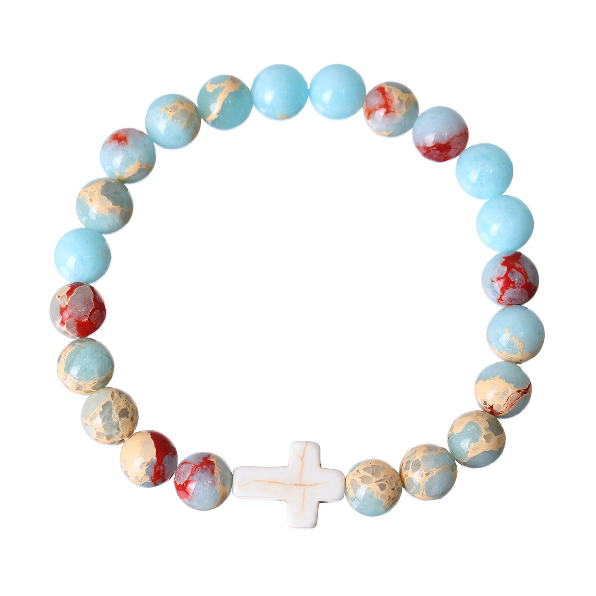 Bracelet perlé en croix de couleurs mélangées en pin impérial