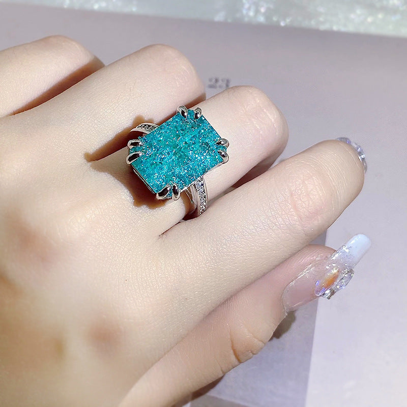Ice Flower Gemstone Ring Fashion Cubic Oxidation