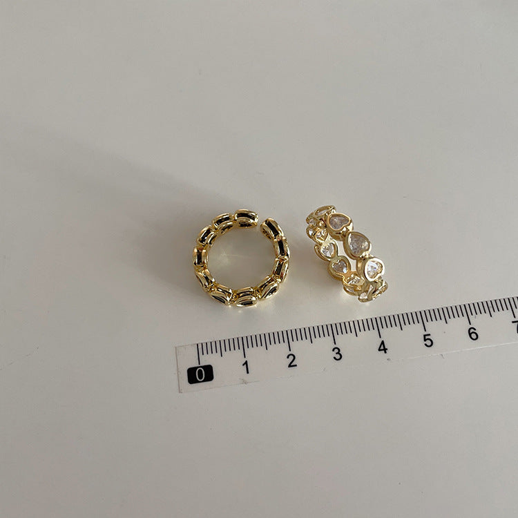 Bague en Zircon en forme de cœur, personnalité rétro et minimalisme, gracieuse et assortie à tout