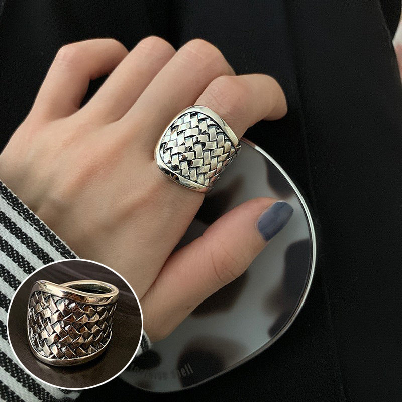 Bague à géométrie exagérée rétro de style coréen pour femmes