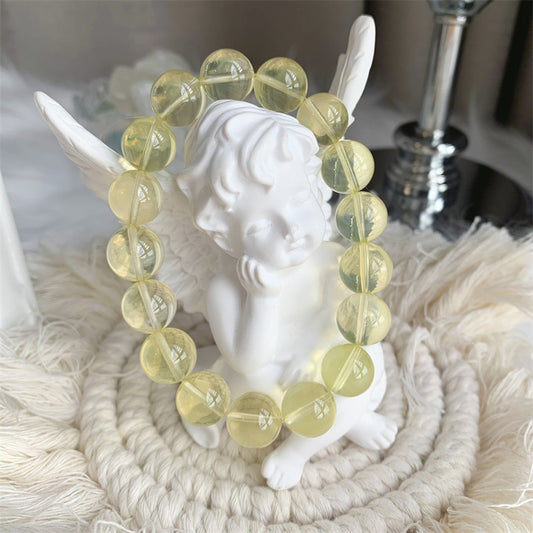 Bracelet en cristal naturel de citron, Bracelet à la mode pour femmes, perles rondes, Citrine