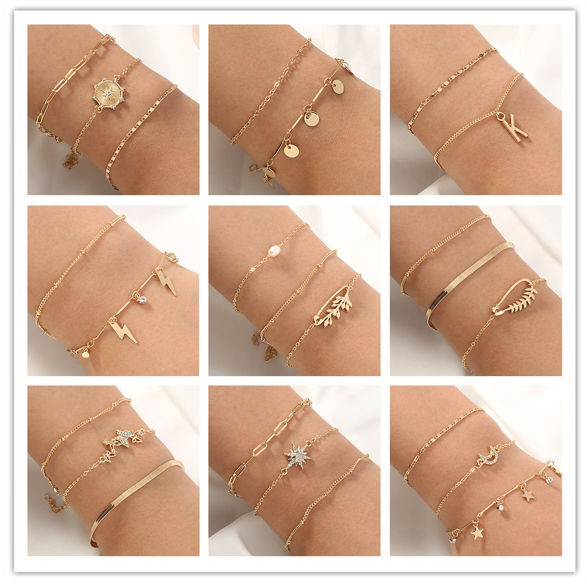 Special-interest Design Pentagram Tassel Bracelet 3-piece Set
