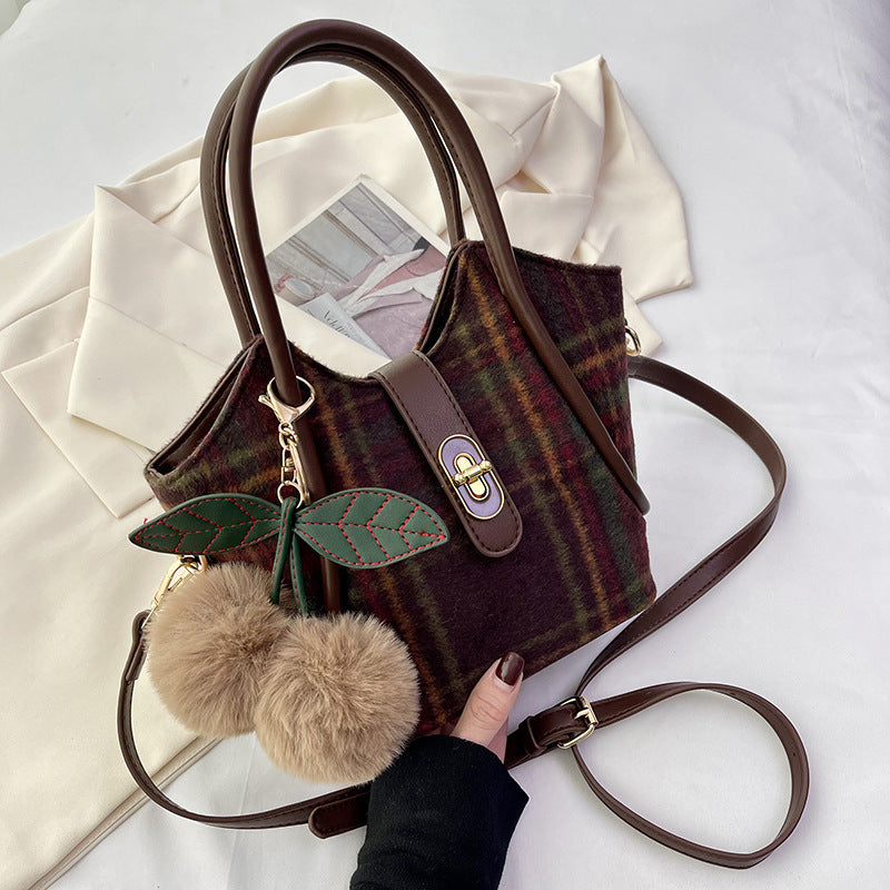 Niche Plaid Mujer Hombro Messenger Bag Retro