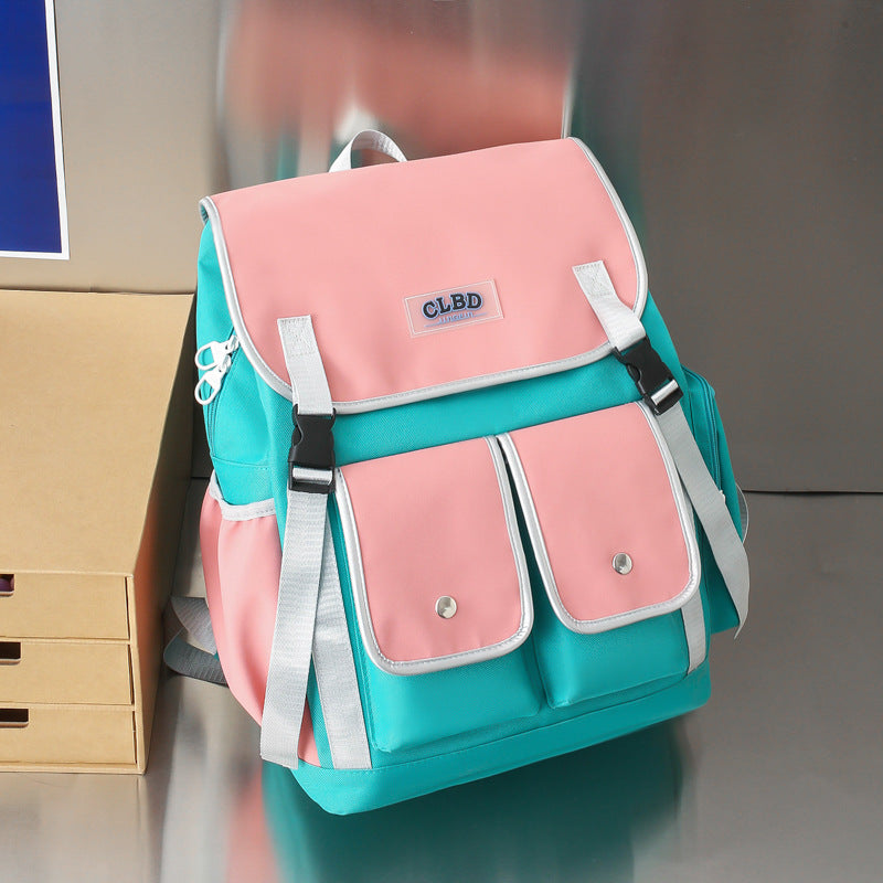 Cartable d'étudiant aux couleurs assorties, Style coréen, polyvalent, grande capacité