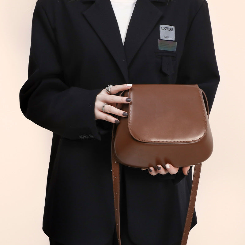 Bolso bandolera de cuero vegano para mujer, bolso de hombro pequeño Retro con correa larga ajustable