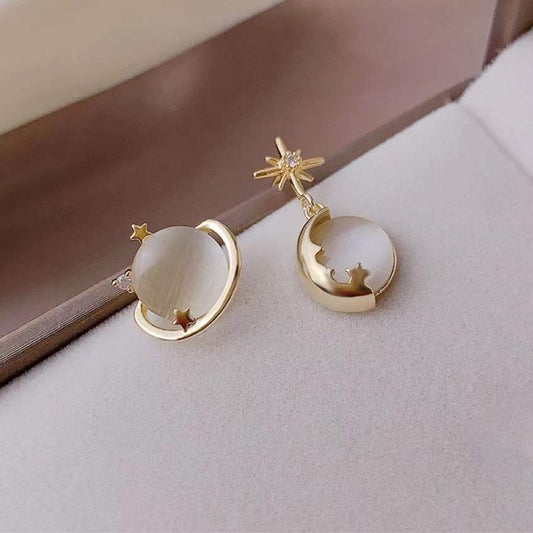 Asymmetric Opal Planet Earrings Women