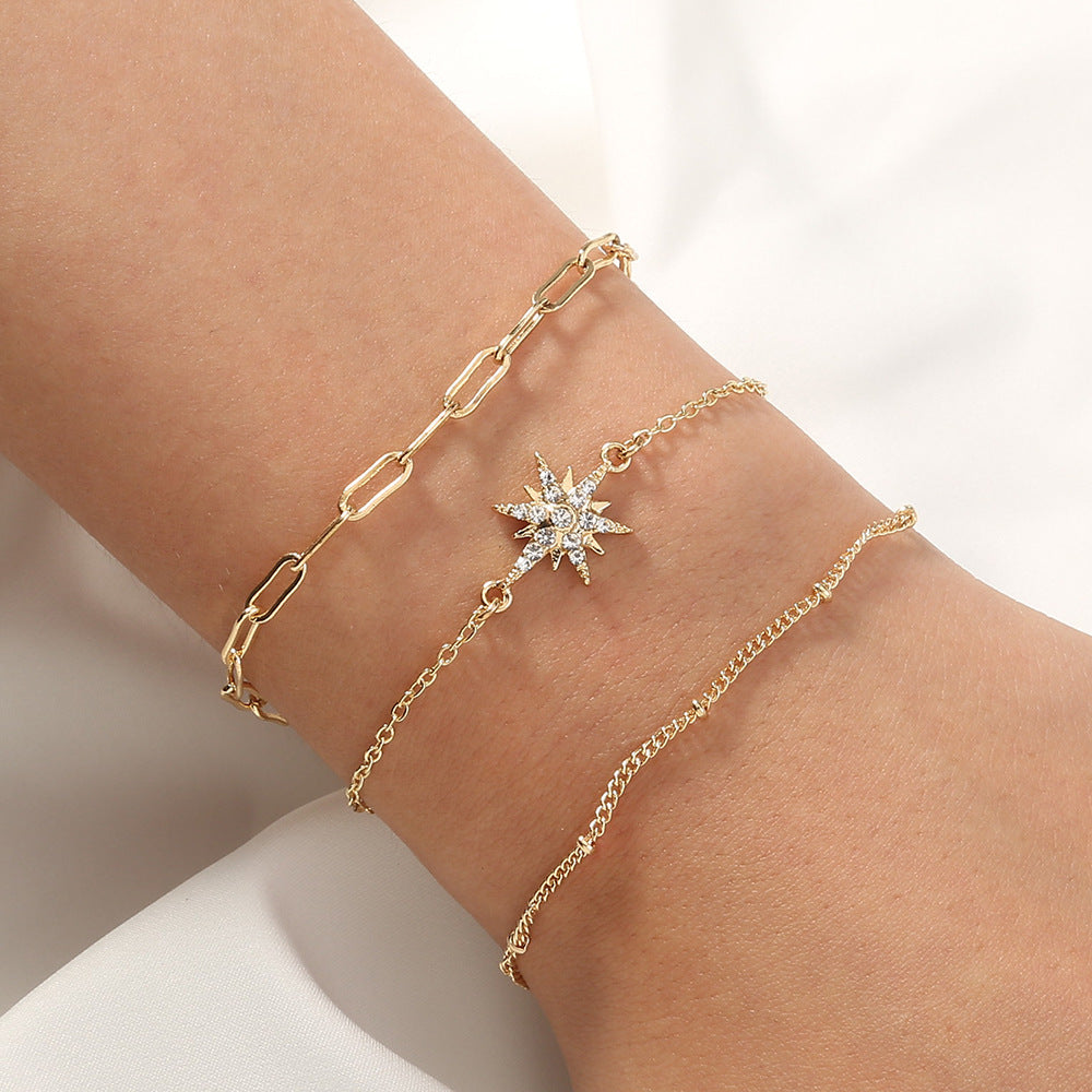 Special-interest Design Pentagram Tassel Bracelet 3-piece Set