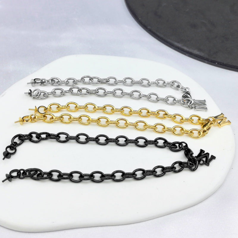 DIY Pearl Accessories Titanium Steel Empty Bracelet Holder