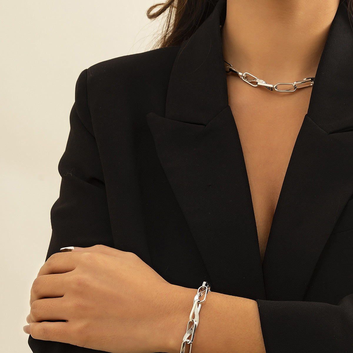 Hip Hop Géométrique Simple Personnalité Serpent Os Chaîne Bracelet