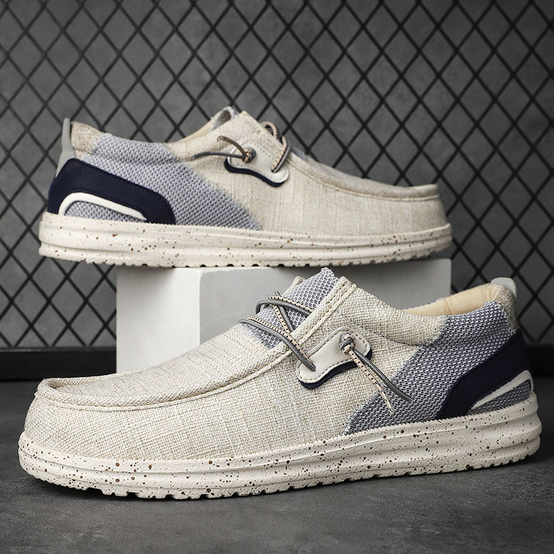 Mocassins en toile ultra légers à fond plat de grande taille pour hommes
