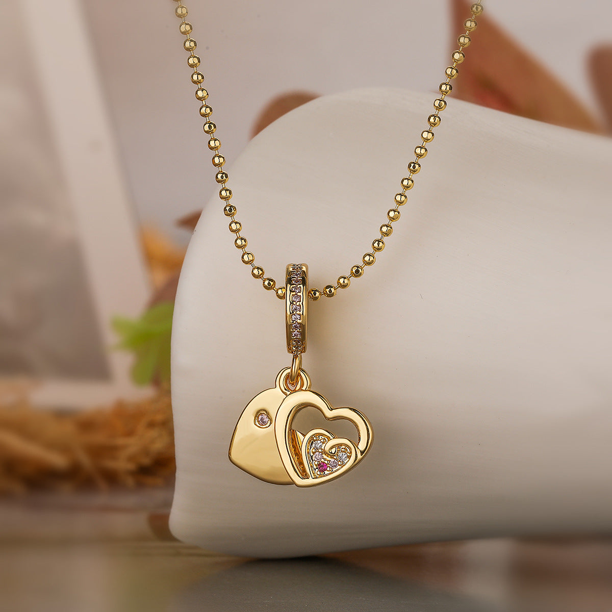 Collar con colgante de avión de amor para mujer