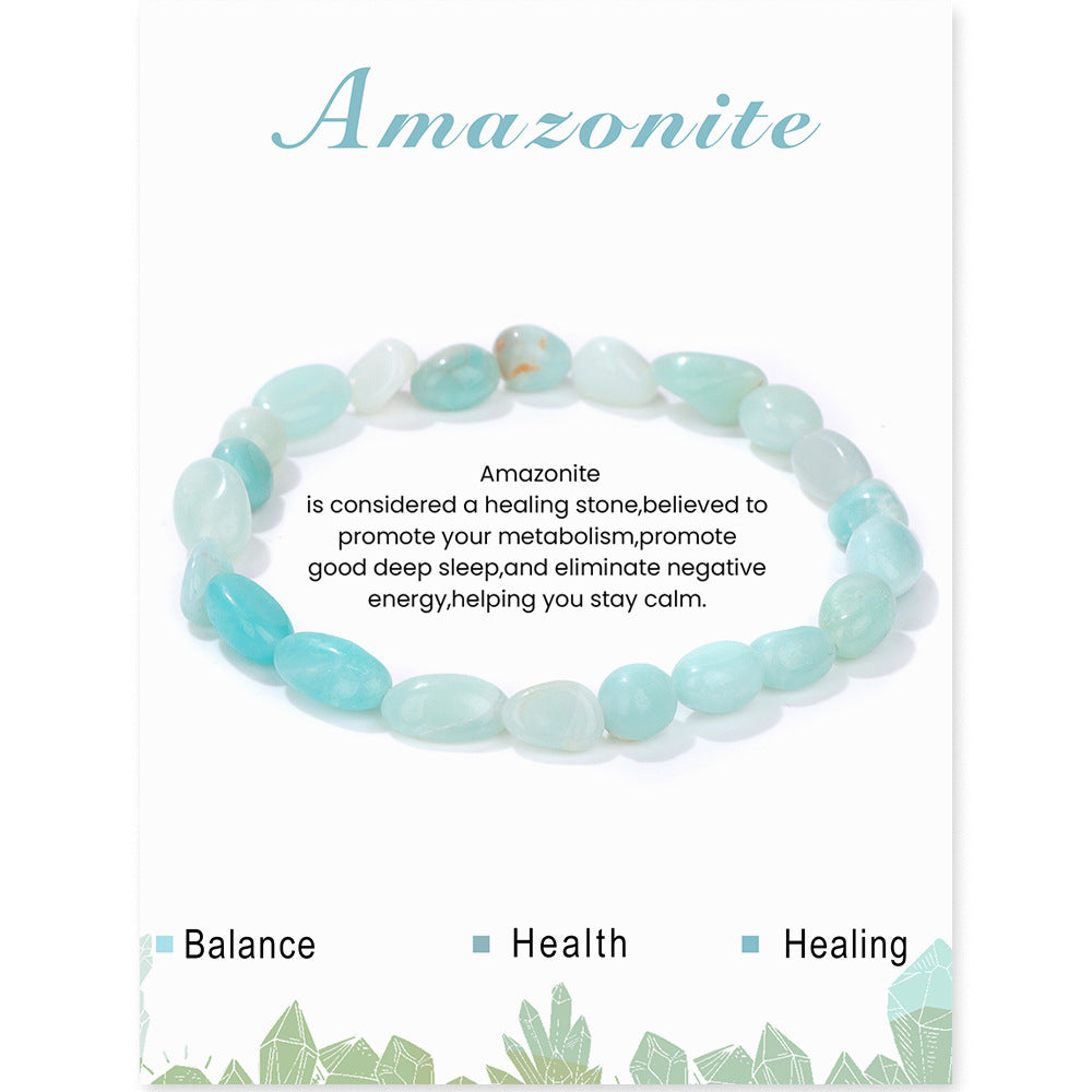 Bracelet élastique irrégulier en pierre brute en or bleu naturel pour femmes