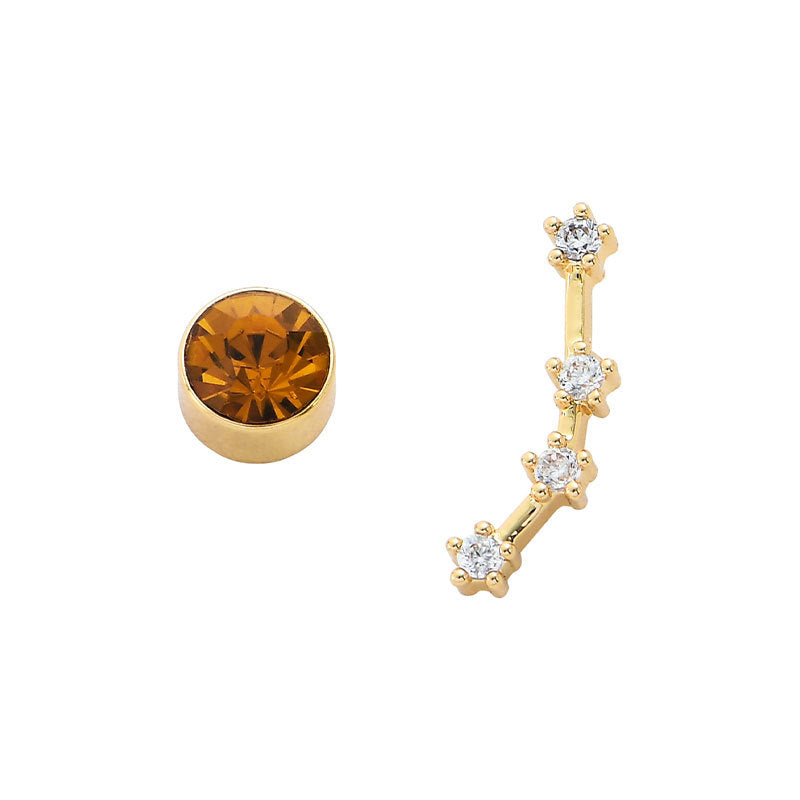 Clous d'oreilles personnalisés, 12 constellations, pierre de naissance, AB, tempérament asymétrique, aiguille auriculaire pour femme