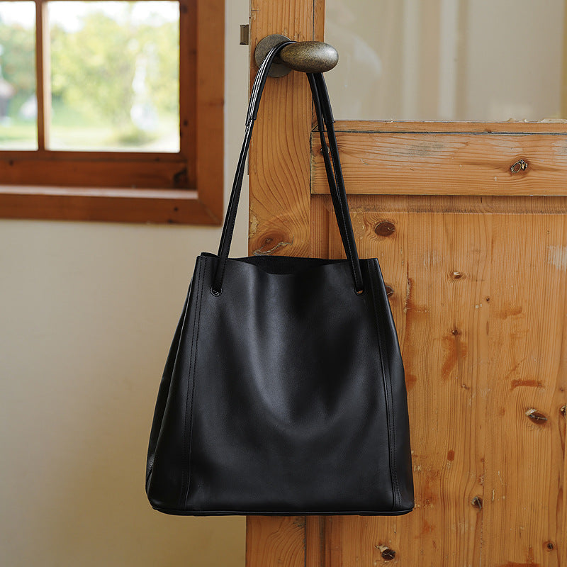 Sac rétro en cuir de vachette souple pour femme, grande capacité