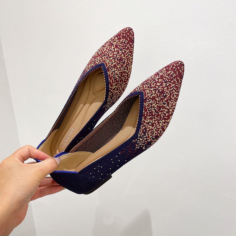 Chaussures tressées à bouche peu profonde pour femmes, escarpins pointus à fond plat