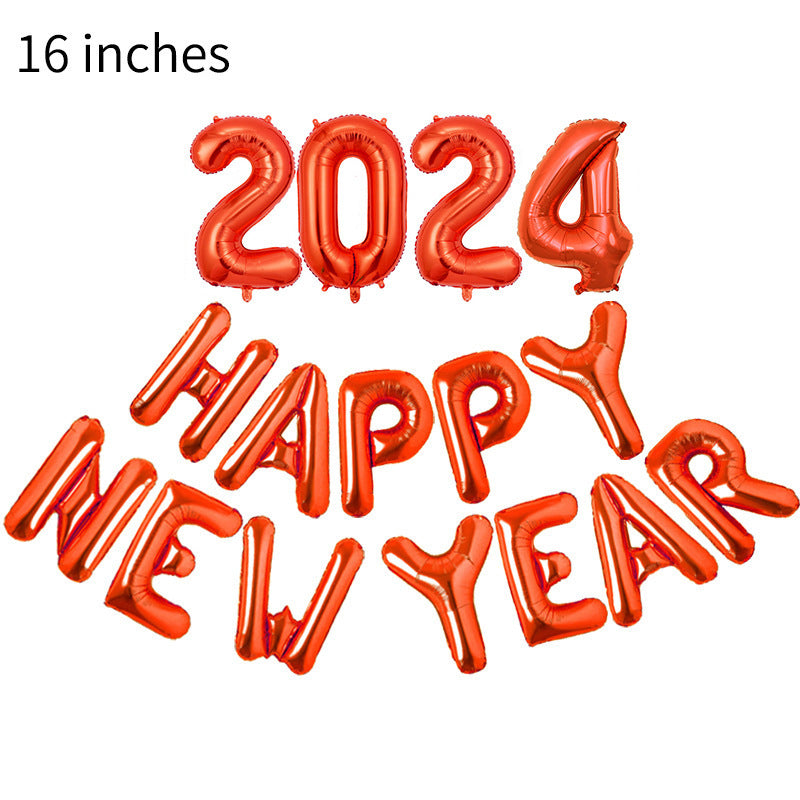 2024 Happy New Year Aluminum Balloon 16-inch Happynewyear