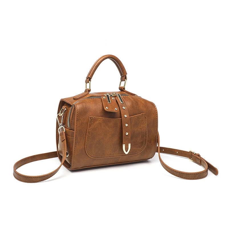 Bolso de un solo hombro de color sólido retro de moda para mujer