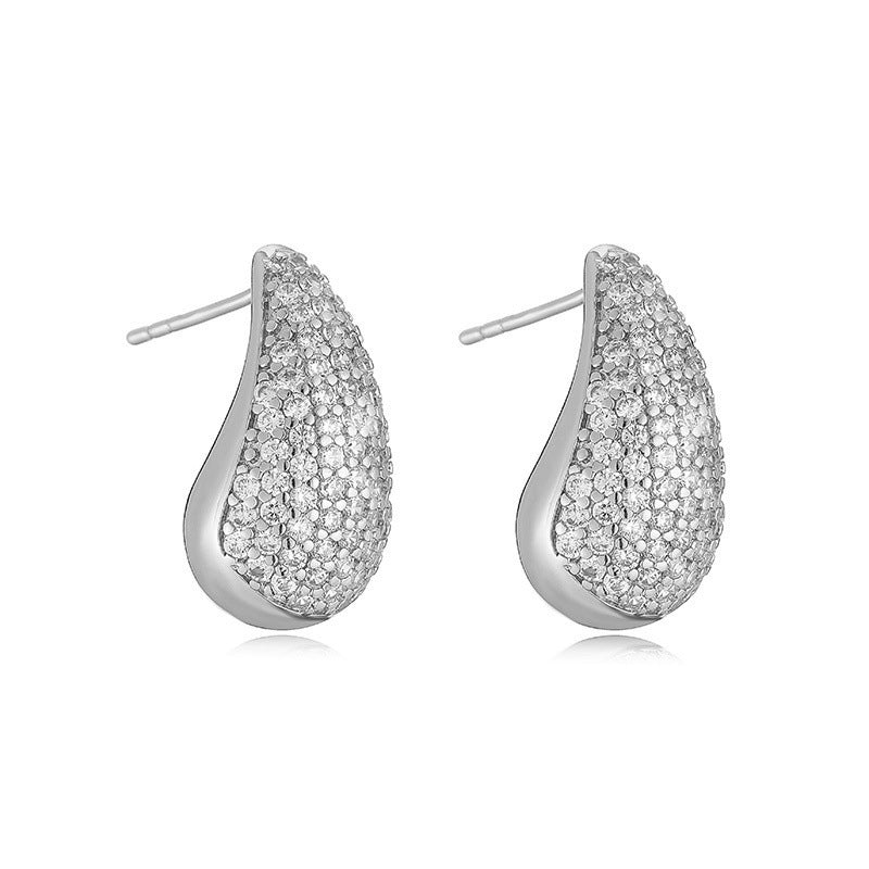 Copper Inlaid Love Star Full Zirconium Water Drop-shaped Earrings