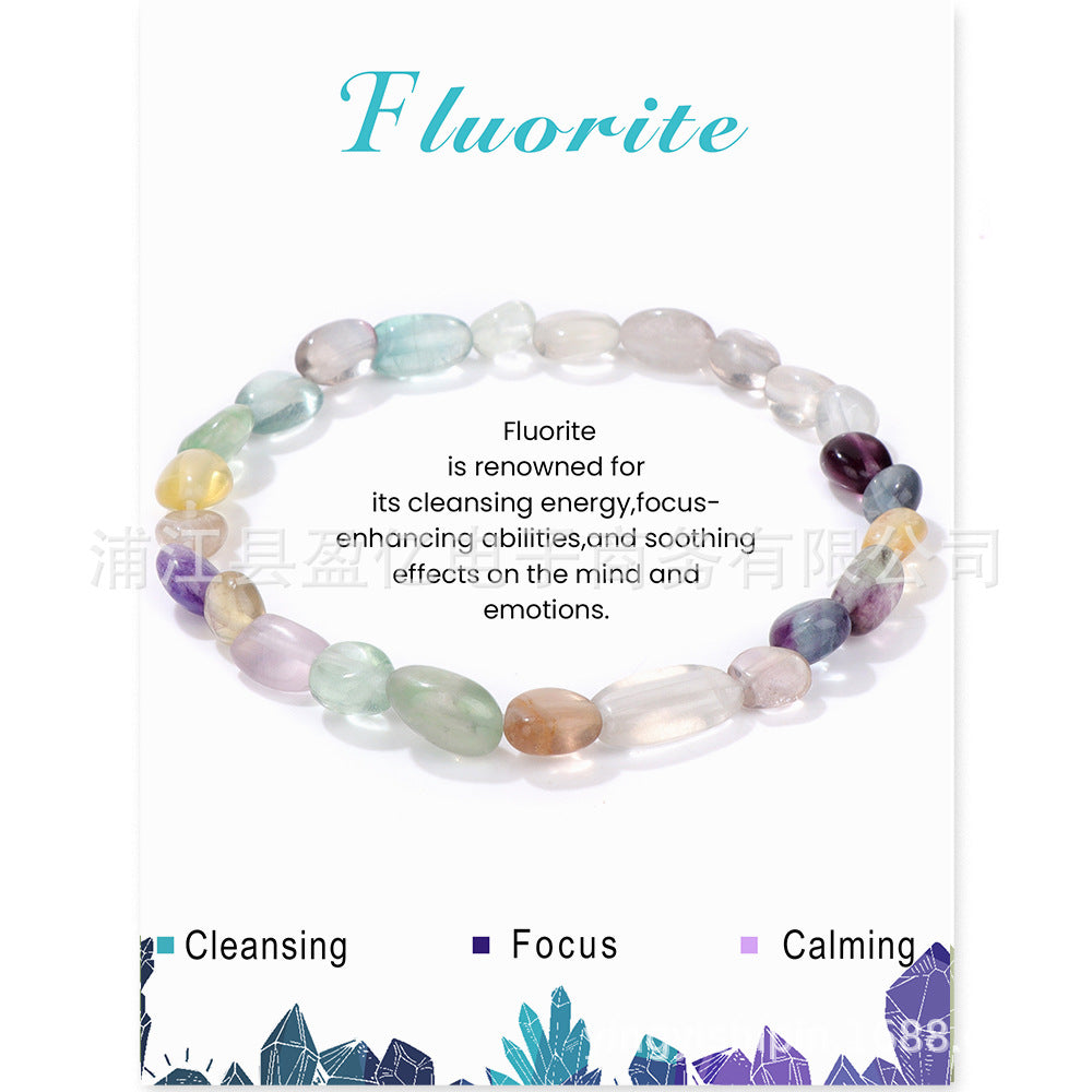 Bracelet élastique irrégulier en pierre brute en or bleu naturel pour femmes