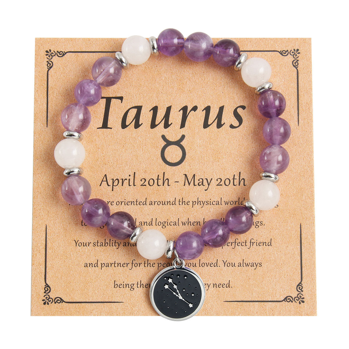 Bracelet rond en perles de pierre naturelle, pendentif rond en acier inoxydable, douze constellations