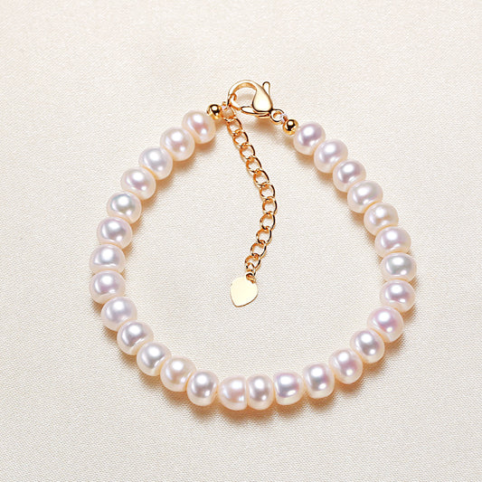 Bracelet blanc uni en perles d'eau douce