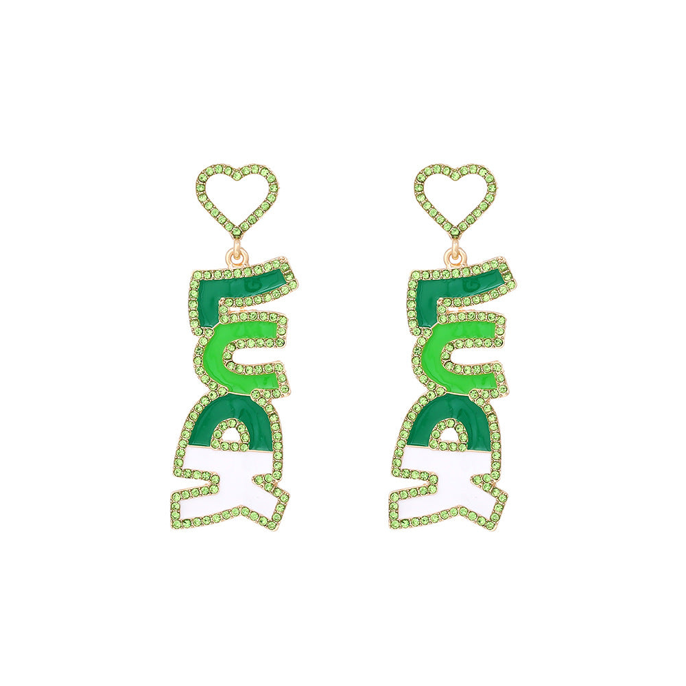 Personalized Creative Alloy Diamond Letters Earrings