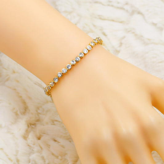 Bracelet Simple Cuivre Zircon Platine