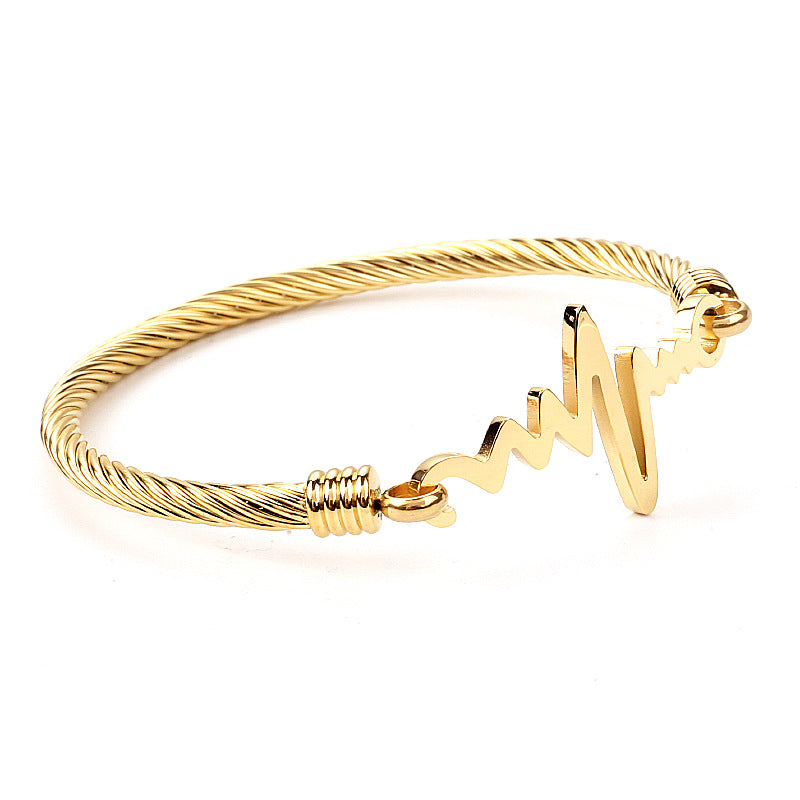 Bracelet ECG en acier inoxydable européen et américain pour femmes