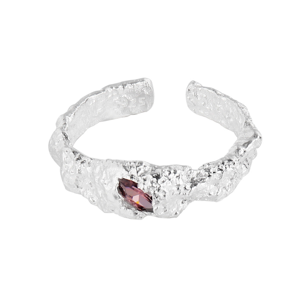 Bague à texture endommagée en argent sterling pour femmes