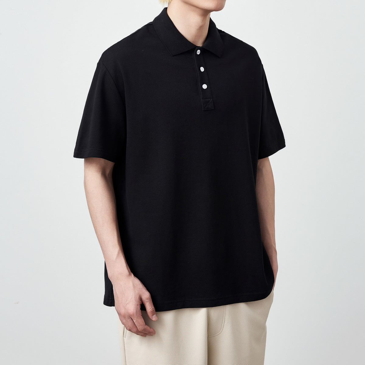 240g Pearl Cotton Short-sleeved Polo Shirt Simple Solid Color