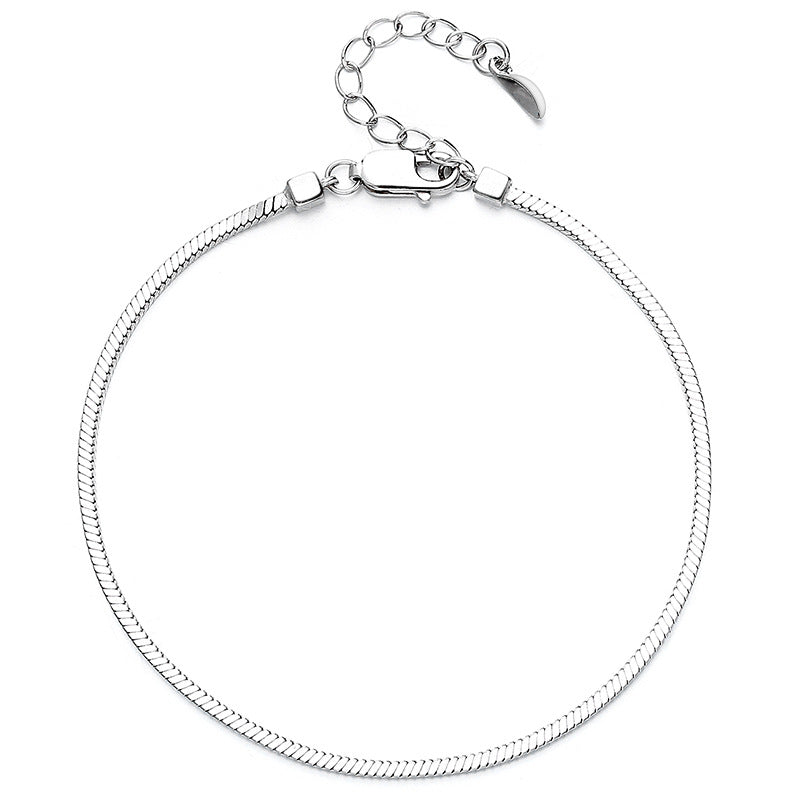 Pulsera de cadena de huesos de serpiente cuadrada de plata de ley 925 para mujer