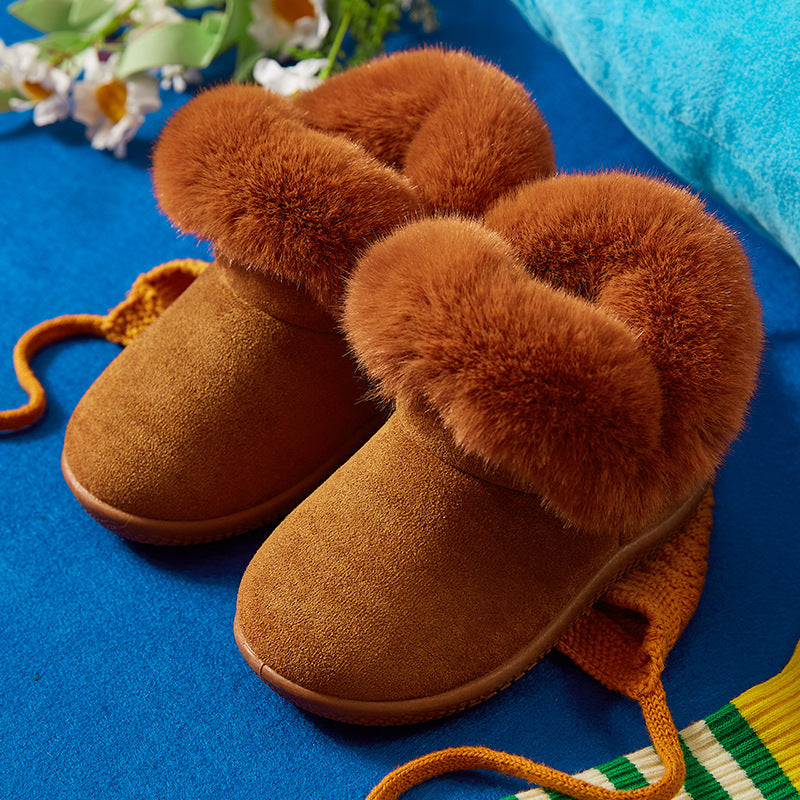 Girls' Snow Boots Children's Non-slip Soft Bottom Cotton Shoes