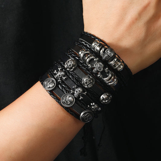Bracelet de costume multicouche cinq pièces tissé à la main pour hommes