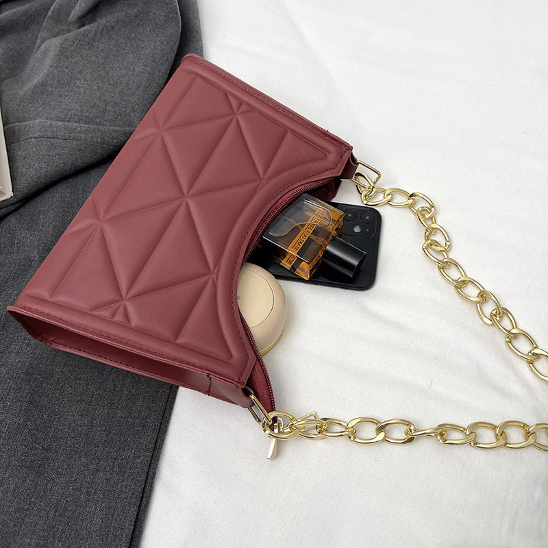 Bolso con textura retro de diamantes Cadena de mujer