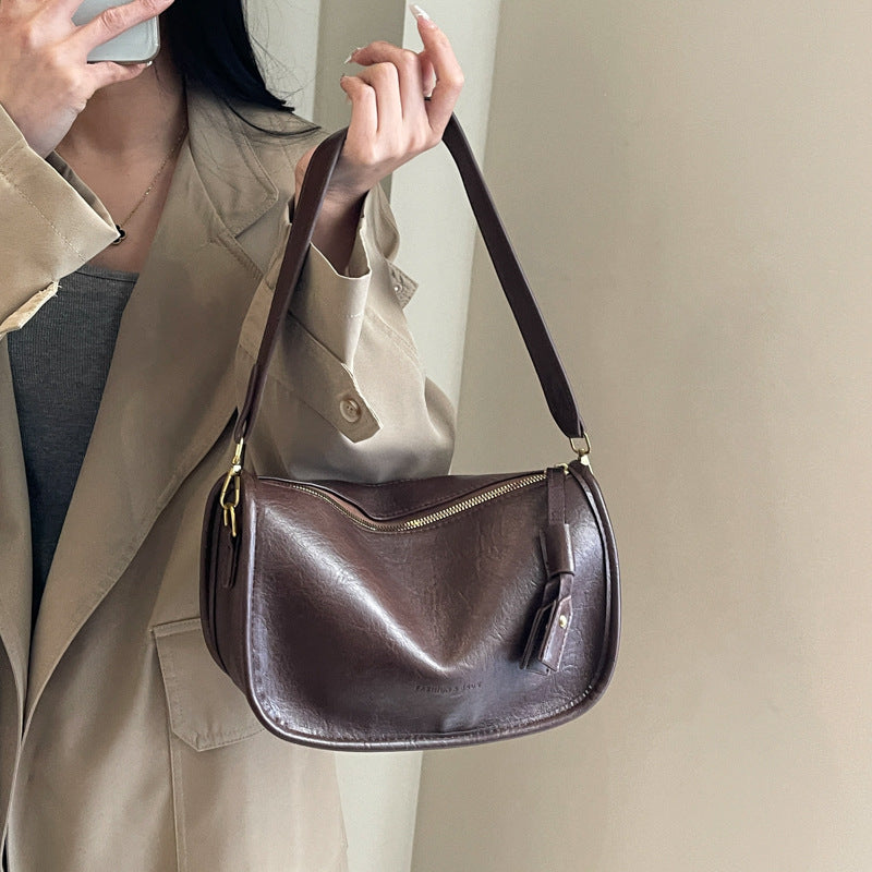 Boston Bag Women's Soft Leather Large Capacity Shoulder Crossbody