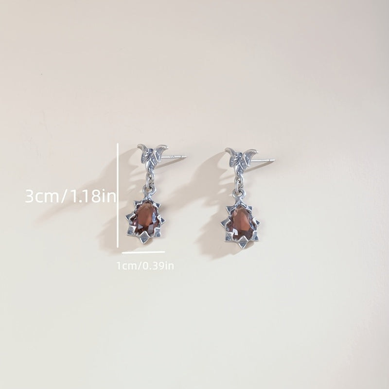 Classic Retro Personality Bat Drop-shaped Zircon Earrings For Men And Women
