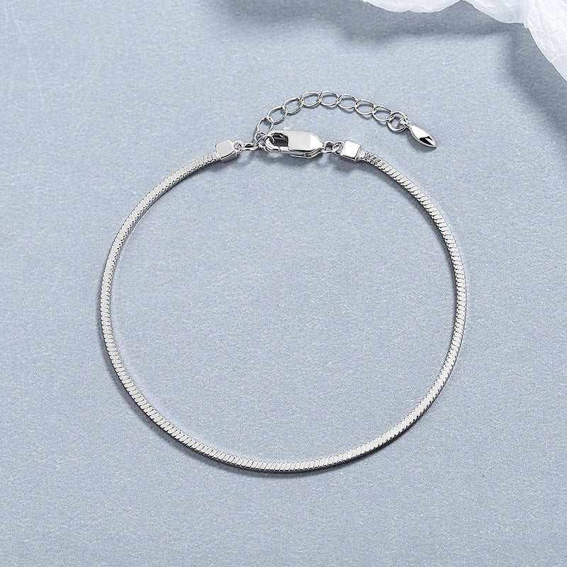 Pulsera de cadena de huesos de serpiente cuadrada de plata de ley 925 para mujer