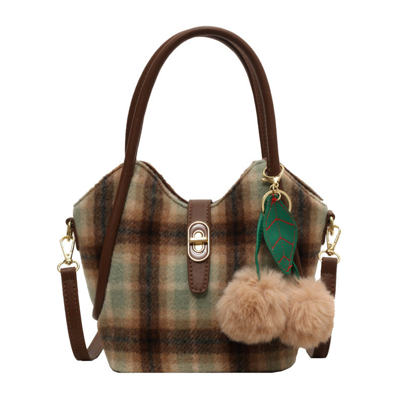 Niche Plaid Mujer Hombro Messenger Bag Retro