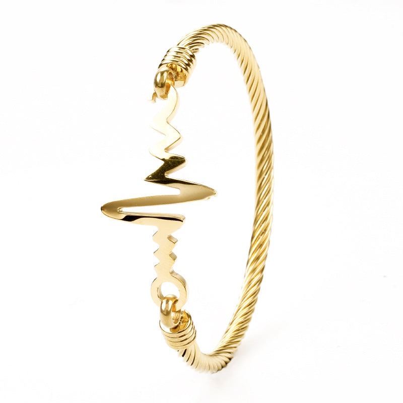 Bracelet ECG en acier inoxydable européen et américain pour femmes