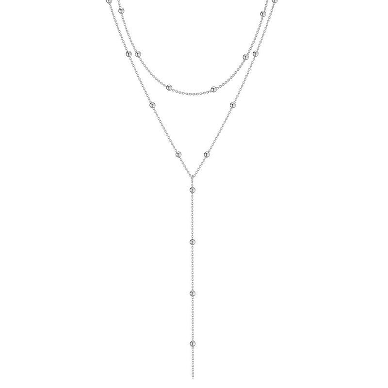 Collier Long à la mode, Simple, pompon géométrique, perles rondes, clavicule