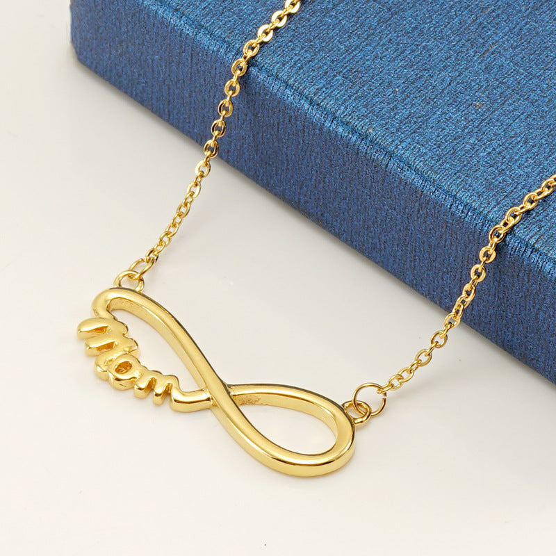 Collier mère en acier inoxydable 8 mots mode rétro