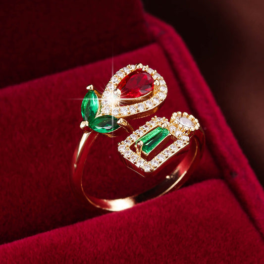 Retro High-grade Socialite Style Tulip Flower Ring