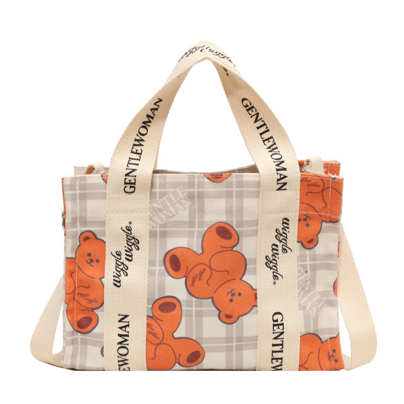 Letter Printed Canvas Bag Large Capacity Crossbody Ladies