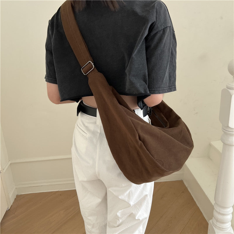 Retro Hong Kong Style Crossbody Tote Bag Large Capacity