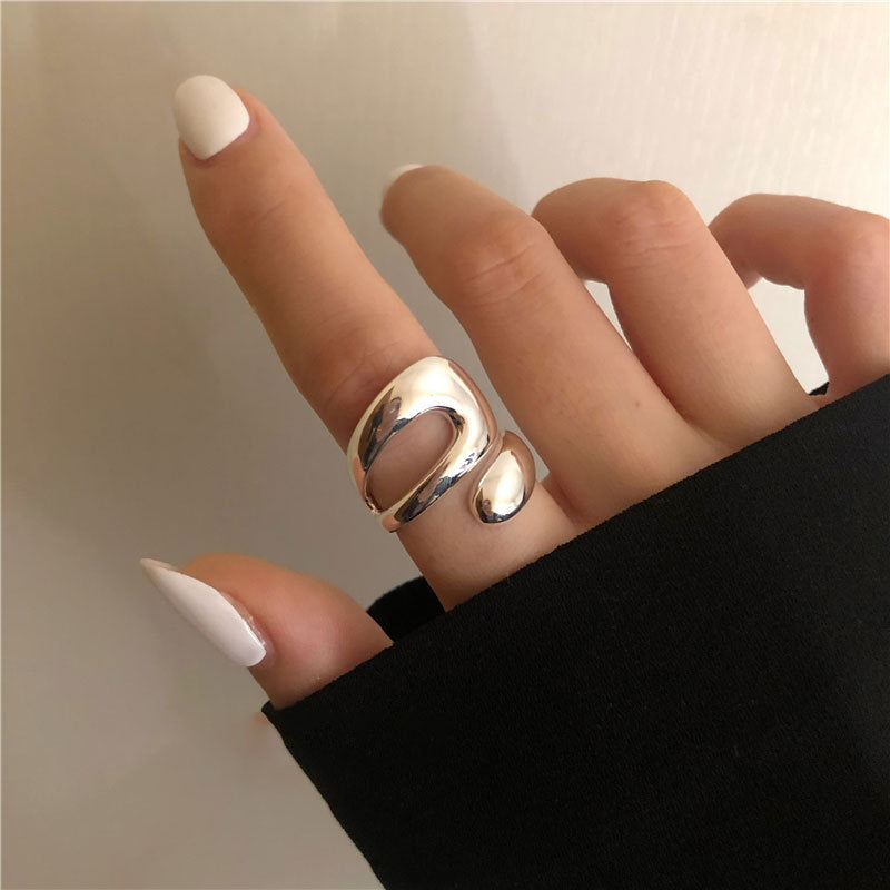 Bague à géométrie exagérée rétro de style coréen pour femmes