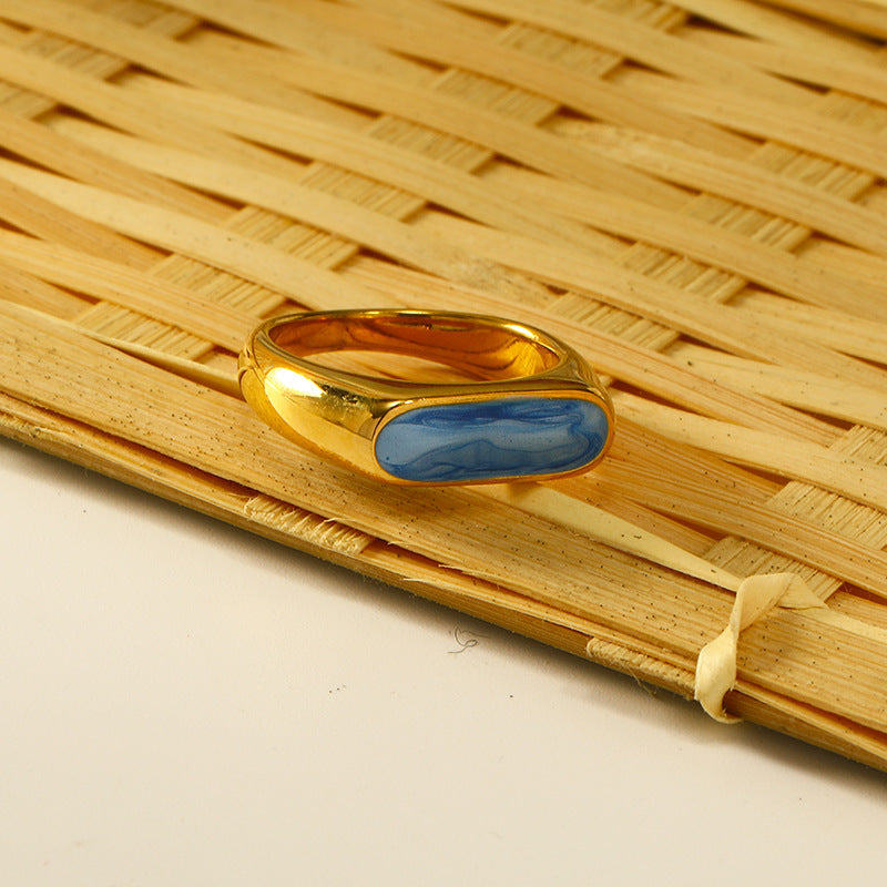 Bague d'index en acier titane brillant à texture simple de style coréen