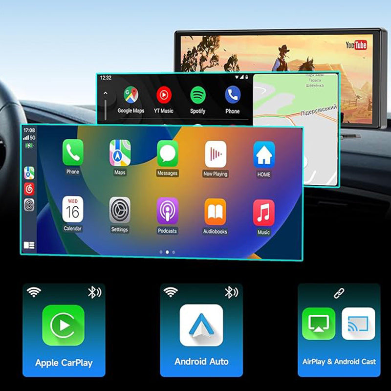 Appareil de navigation de voiture tout-en-un à écran tactile complet de 1026 pouces, double enregistrement avant et arrière, enregistrement HD, affichage sur écran partagé P