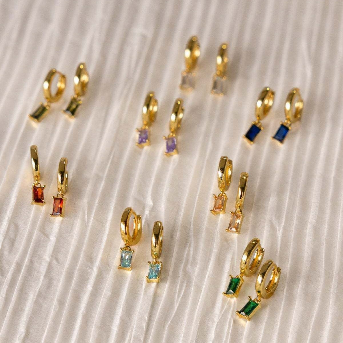 Women's Vintage Simple Stainless Steel Twelve Birthstone Earrings